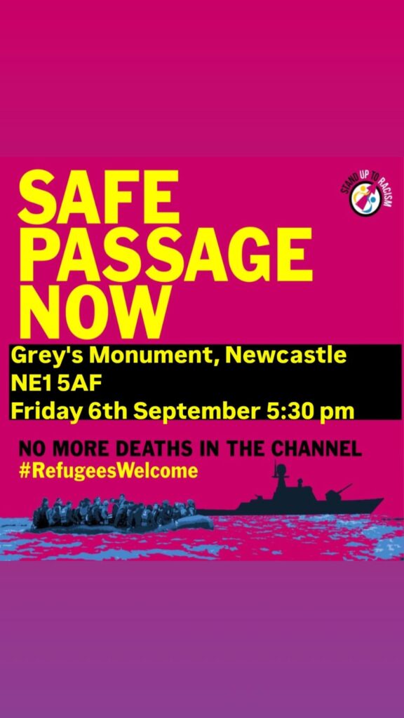 Newcastle sutr safe passage now vigil 6th september