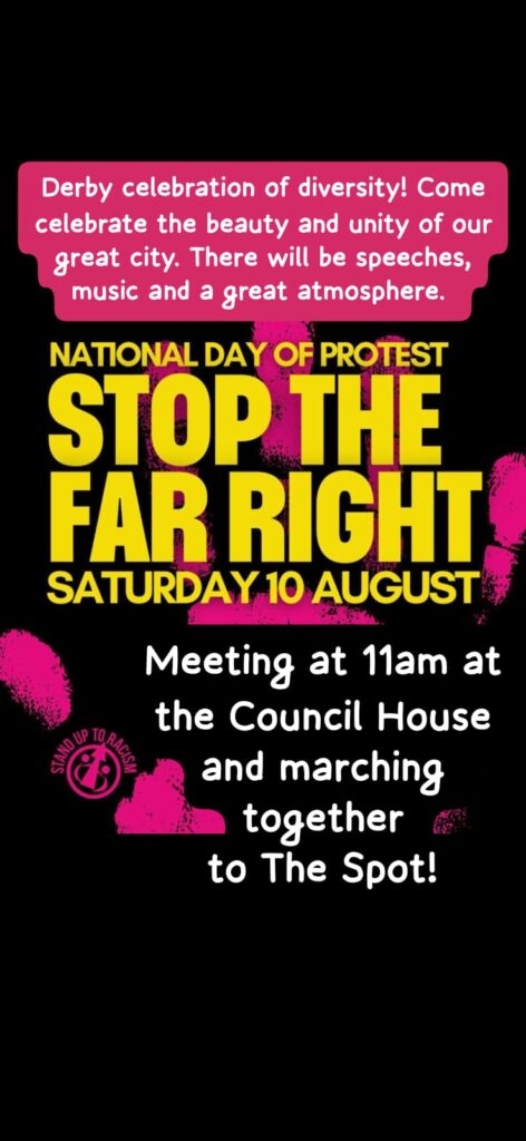 derby national day of protest – stop the far right