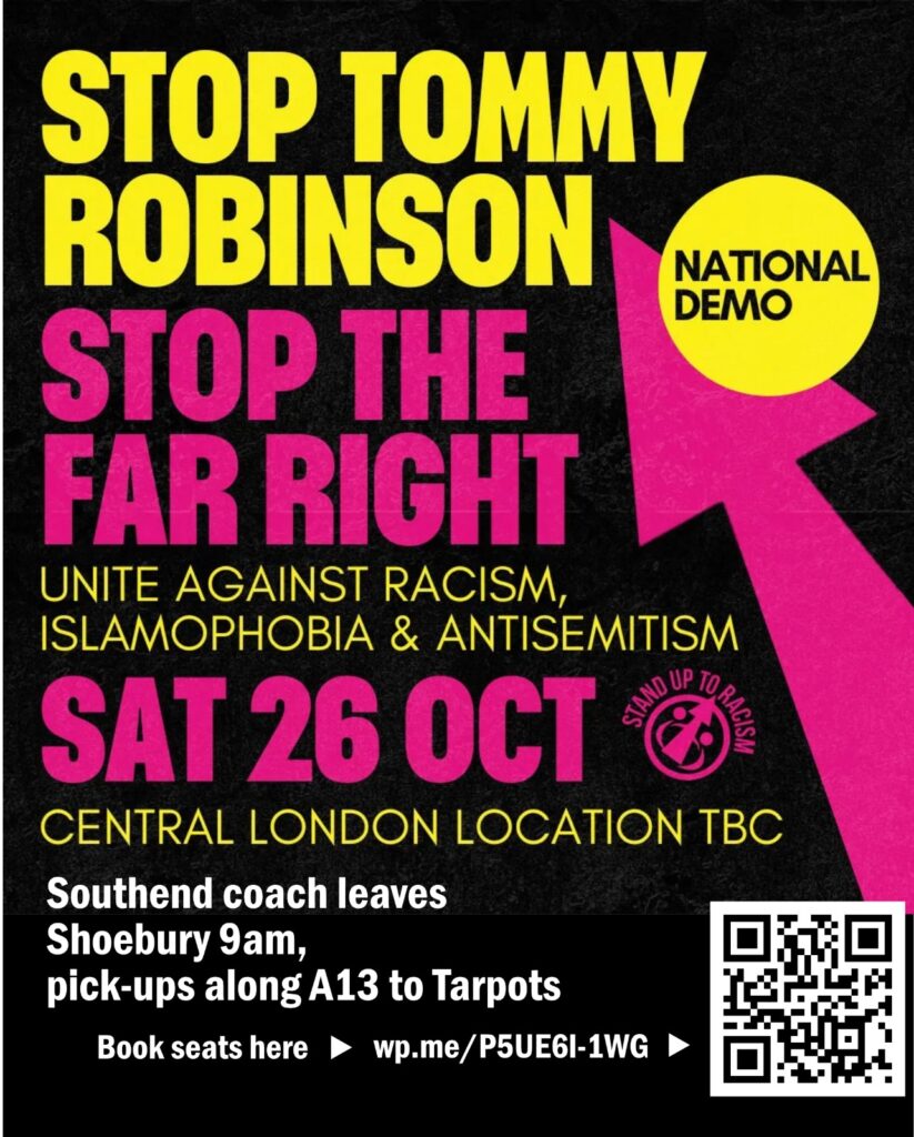 southend coach for 26th oct demo