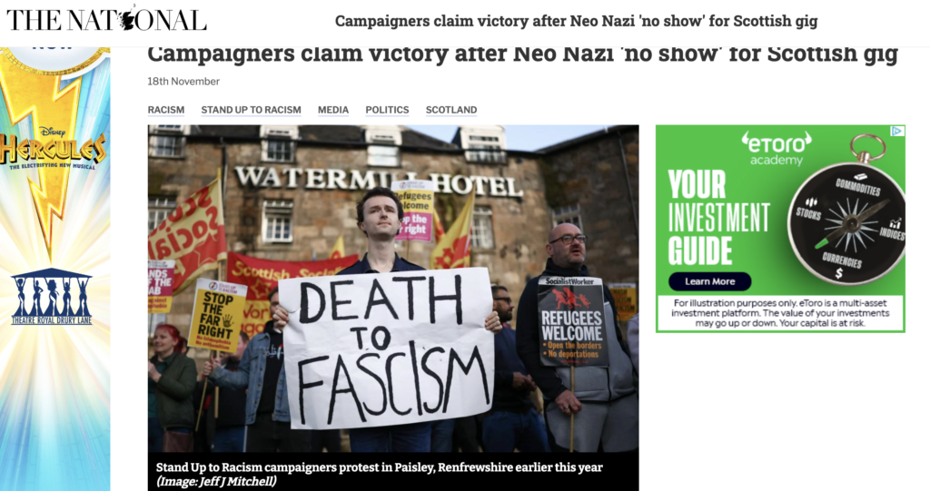 The National Bathgate fascist gig alert
