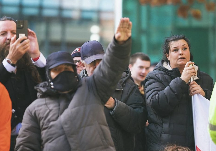 newcastle outside the newbridge hotel - nazi salute2