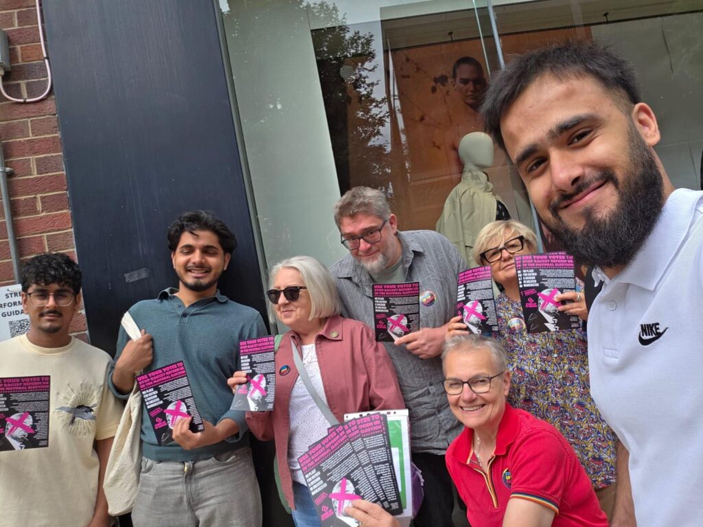 campaigning against Reform UK in the manchester mayoral election